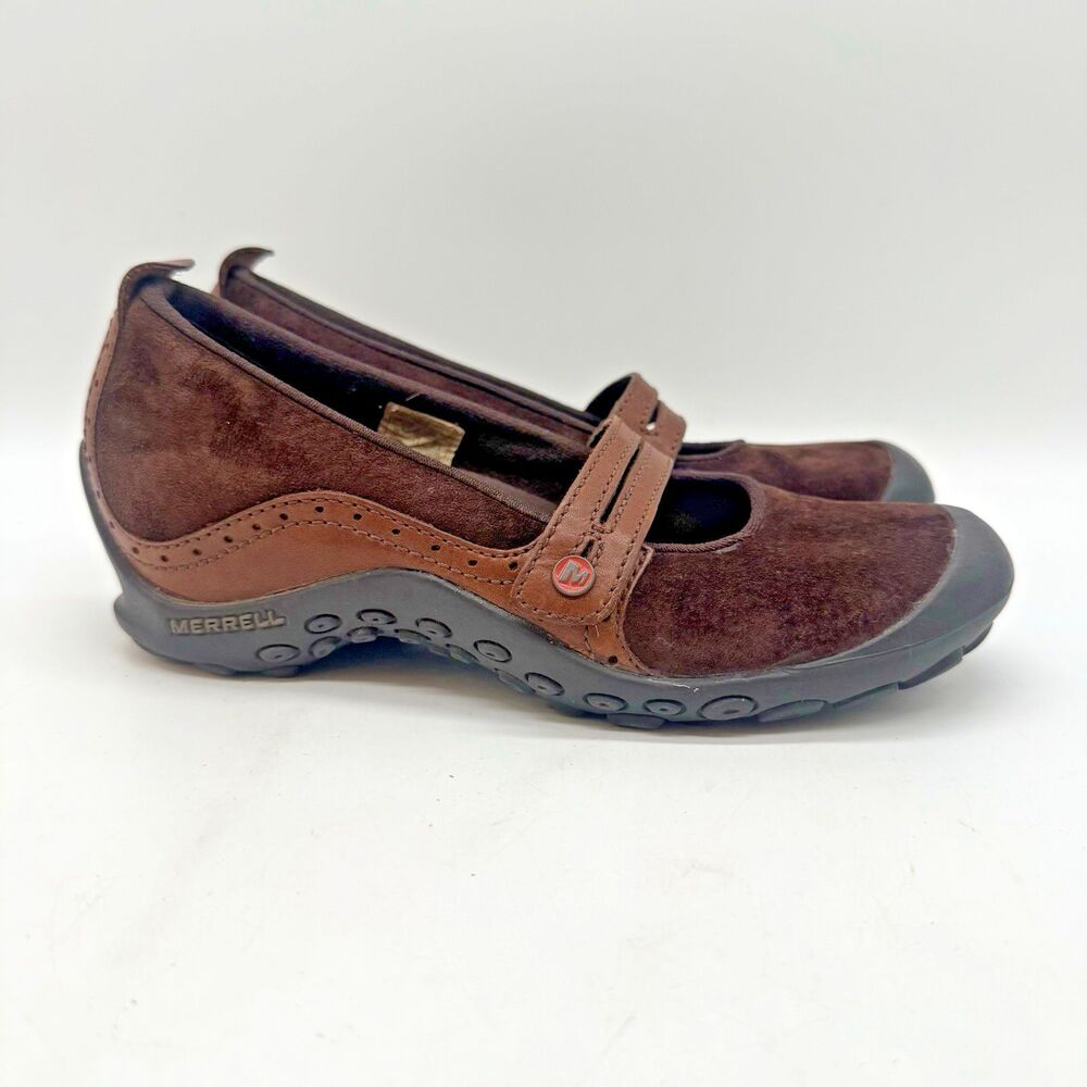 Merrell Plaza Bandeau Espresso Brown Suede Leather Shoes Women's 7 Mary Janes